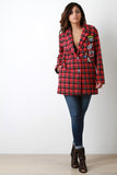 Plaid and Patches Oversized Blazer Jacket