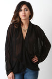 Semi-Sheer Loose Knit Crisscross Drape Top