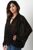 Semi-Sheer Loose Knit Crisscross Drape Top