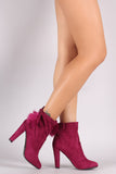 Breckelle Pom Pom Fitted Thick Heel Booties