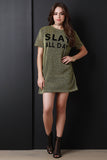 Slay All Day Metallic Tee Shirt Dress