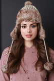 Faux Fur Pom Pom Ear Flap Beanie