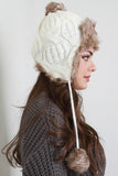 Faux Fur Pom Pom Ear Flap Beanie