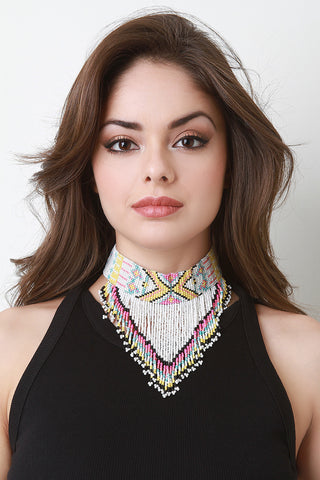 Beaded Fringe Bib Choker