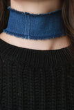 Salvaged Frayed Wide Denim Choker