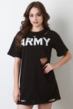 Army Distressed French Terry Tunic Dress