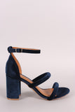 Shoe Republic LA Velvet Triple Straps Blocked Heel