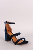 Shoe Republic LA Velvet Triple Straps Blocked Heel