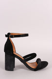 Shoe Republic LA Velvet Triple Straps Blocked Heel