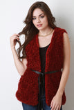 Faux Shearling Belted Vest