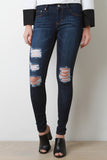 Dark Wash Distress Skinny Jeans