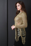 Metallic Loose Knit Shredded Sweater