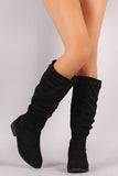 Slouchy Suede Riding Knee High Boots