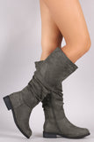 Slouchy Suede Riding Knee High Boots