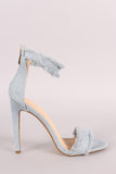 Frayed Denim Open Toe Stiletto Heel