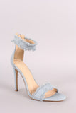 Frayed Denim Open Toe Stiletto Heel