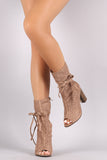 Breckelle Slouchy Laser Cut Peep Toe Booties