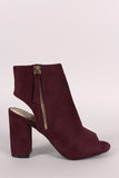 Side Zipper Peep Toe Chunky Heel Booties