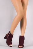 Side Zipper Peep Toe Chunky Heel Booties