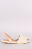 Bamboo Linen Espadrille Slingback Flat Sandal