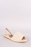 Bamboo Linen Espadrille Slingback Flat Sandal