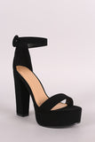 Bamboo Nubuck Ankle Strap Platform Chunky Heel