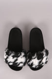 Liliana Panda Fur Lug Slide Sandals