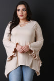 Ruffle Bell Sleeve Sharkbite Top