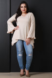 Ruffle Bell Sleeve Sharkbite Top