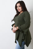 Ruffle Bell Sleeve Sharkbite Top