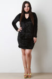 Crush Velvet Keyhole Yoke Round Hem Bodycon Dress