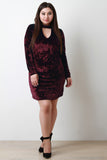 Crush Velvet Keyhole Yoke Round Hem Bodycon Dress