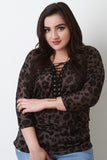 Lace Up Leopard Print Sweater