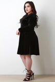 Plus Size Velvet Surplice Skater Dress