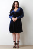 Plus Size Velvet Surplice Skater Dress