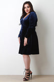 Plus Size Velvet Surplice Skater Dress