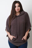 Hooded Rounded Hem Poncho Sweater