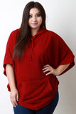 Hooded Rounded Hem Poncho Sweater